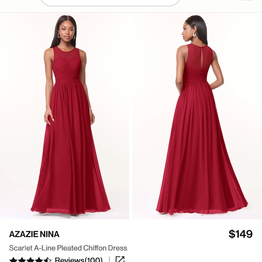 Azazie Scarlet A-Line Pleated Chiffon Maxi Dress